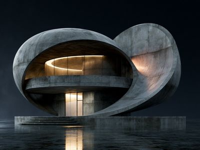 Futurist Concrete Pavilion Architecture Print.