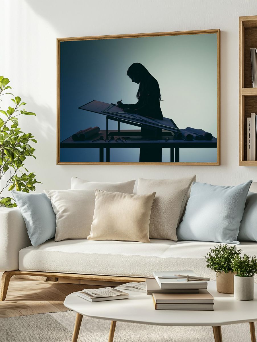 Architect Silhouette Photography Poster. — room view 2