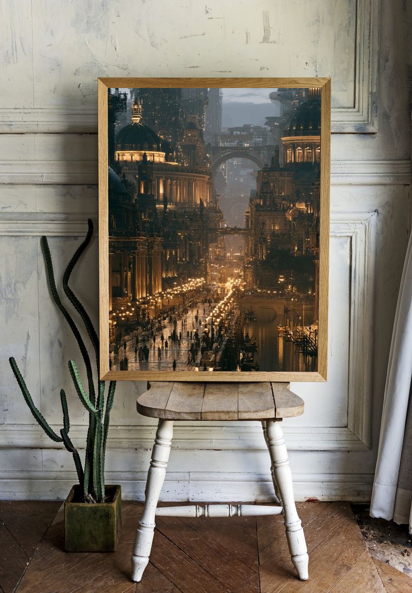 Futuristic Cityscape Architecture Poster. — room view 1