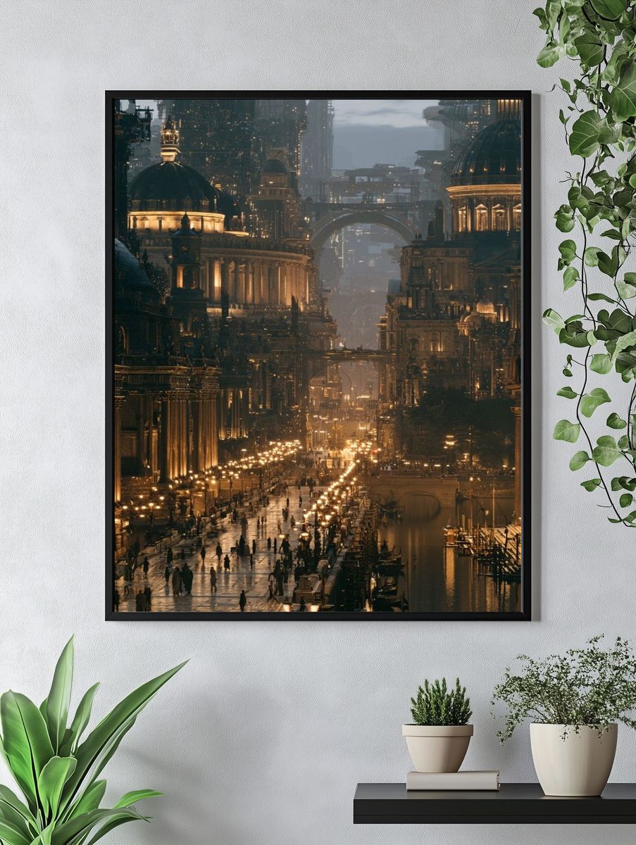 Futuristic Cityscape Architecture Poster. — room view 4