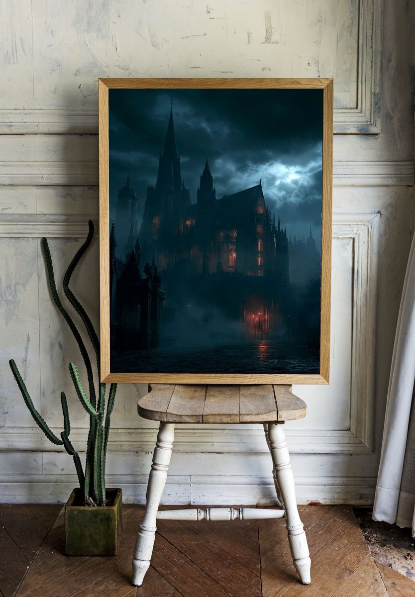 Gothic Cathedral in Storm Poster. room preview