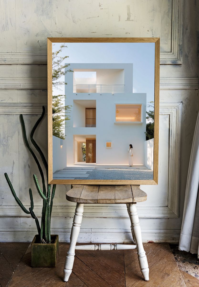Minimalist White House Architecture Poster. — room view 1