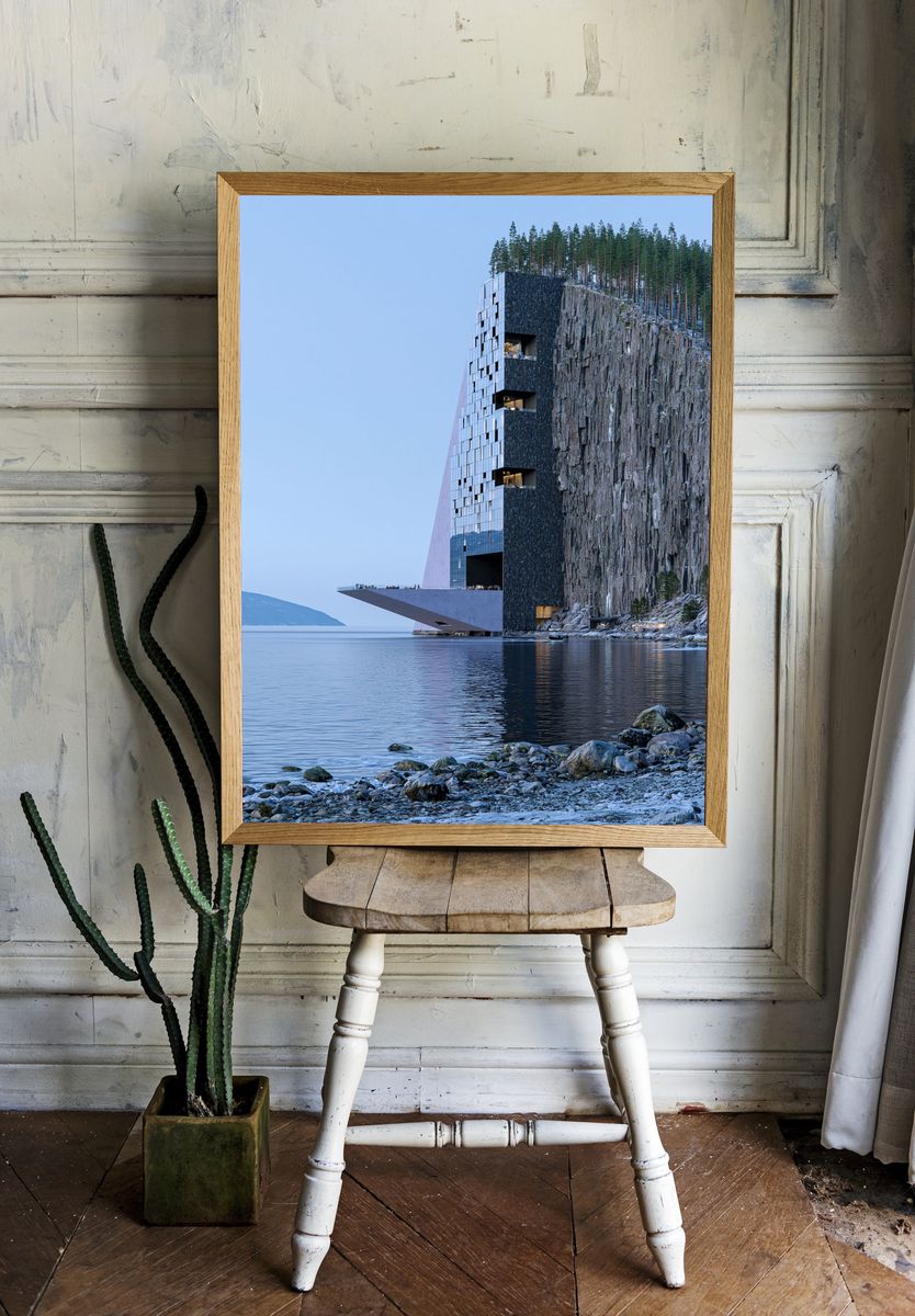 Cliffside Modern Hotel Photography Poster. room preview
