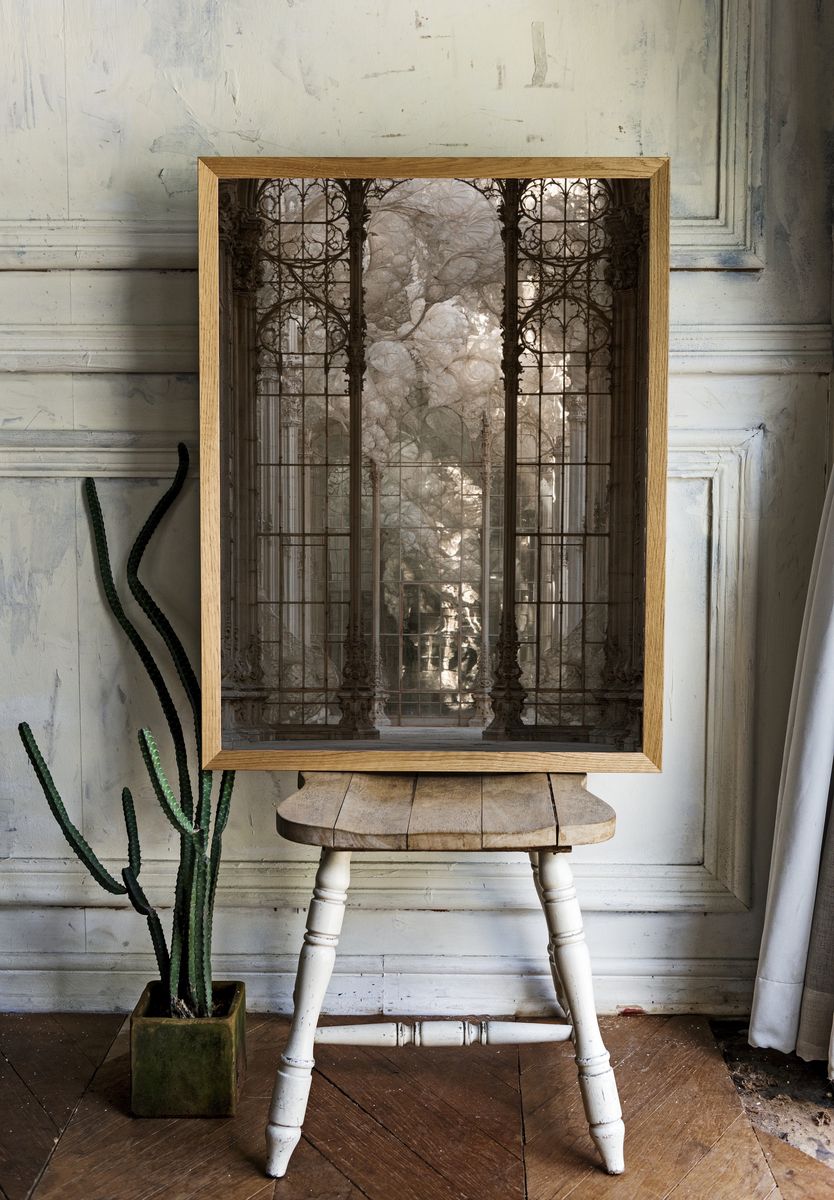 Ornate Cathedral Window Print. — room view 1