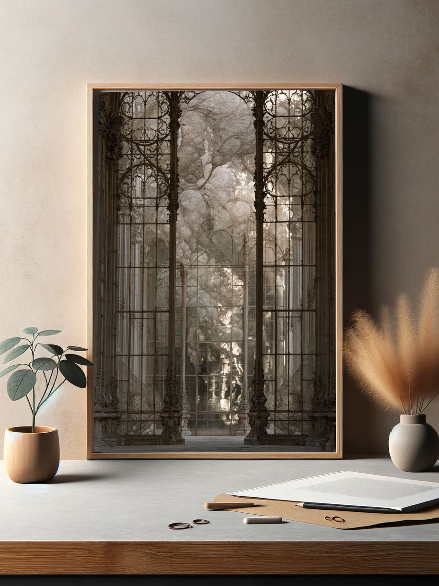 Ornate Cathedral Window Print. — room view 2