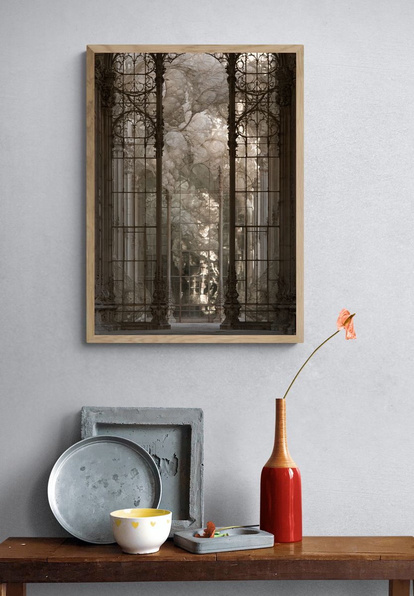 Ornate Cathedral Window Print. — room view 3