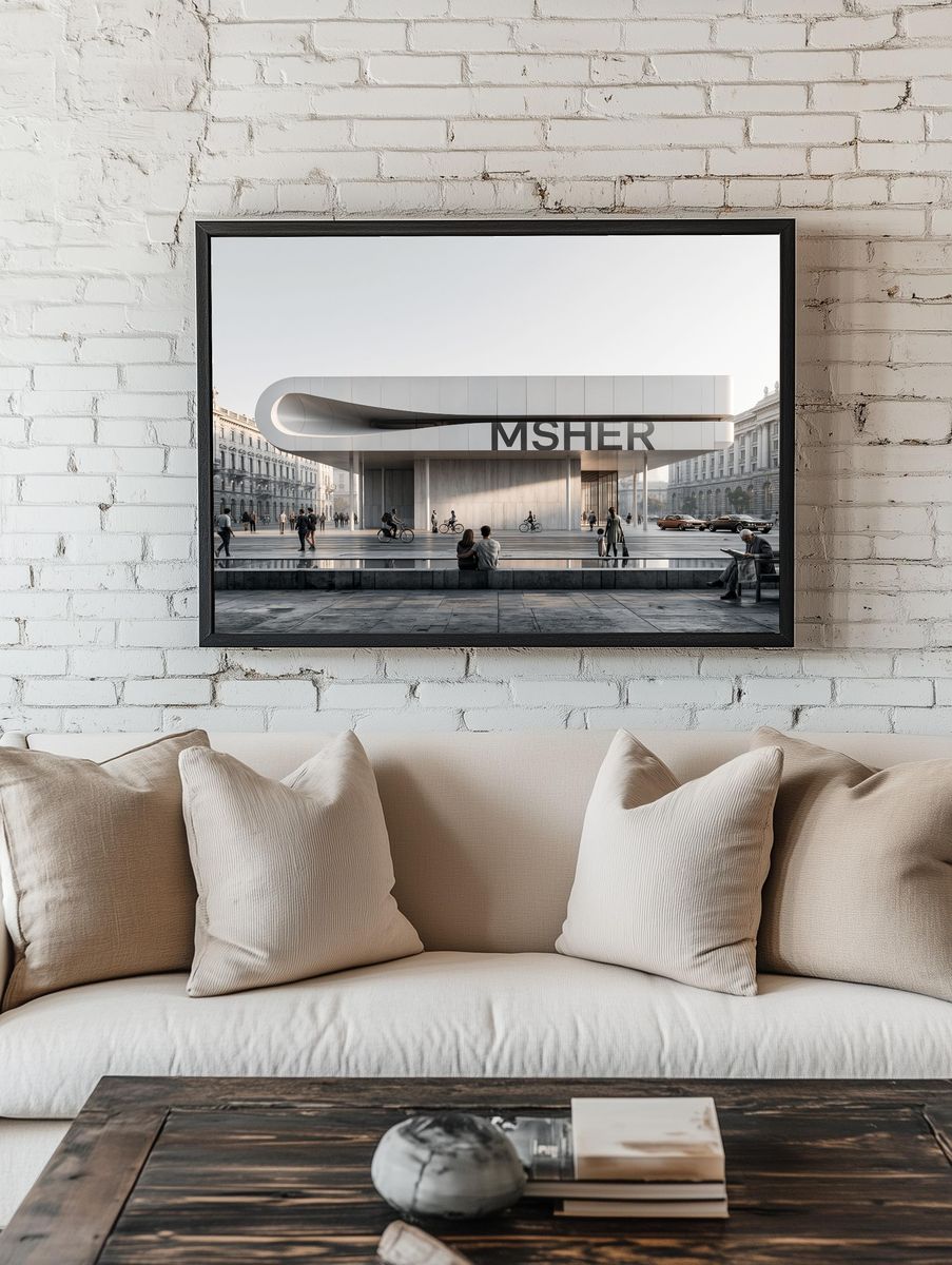 Modern Urban Pavilion Architecture Poster. room preview