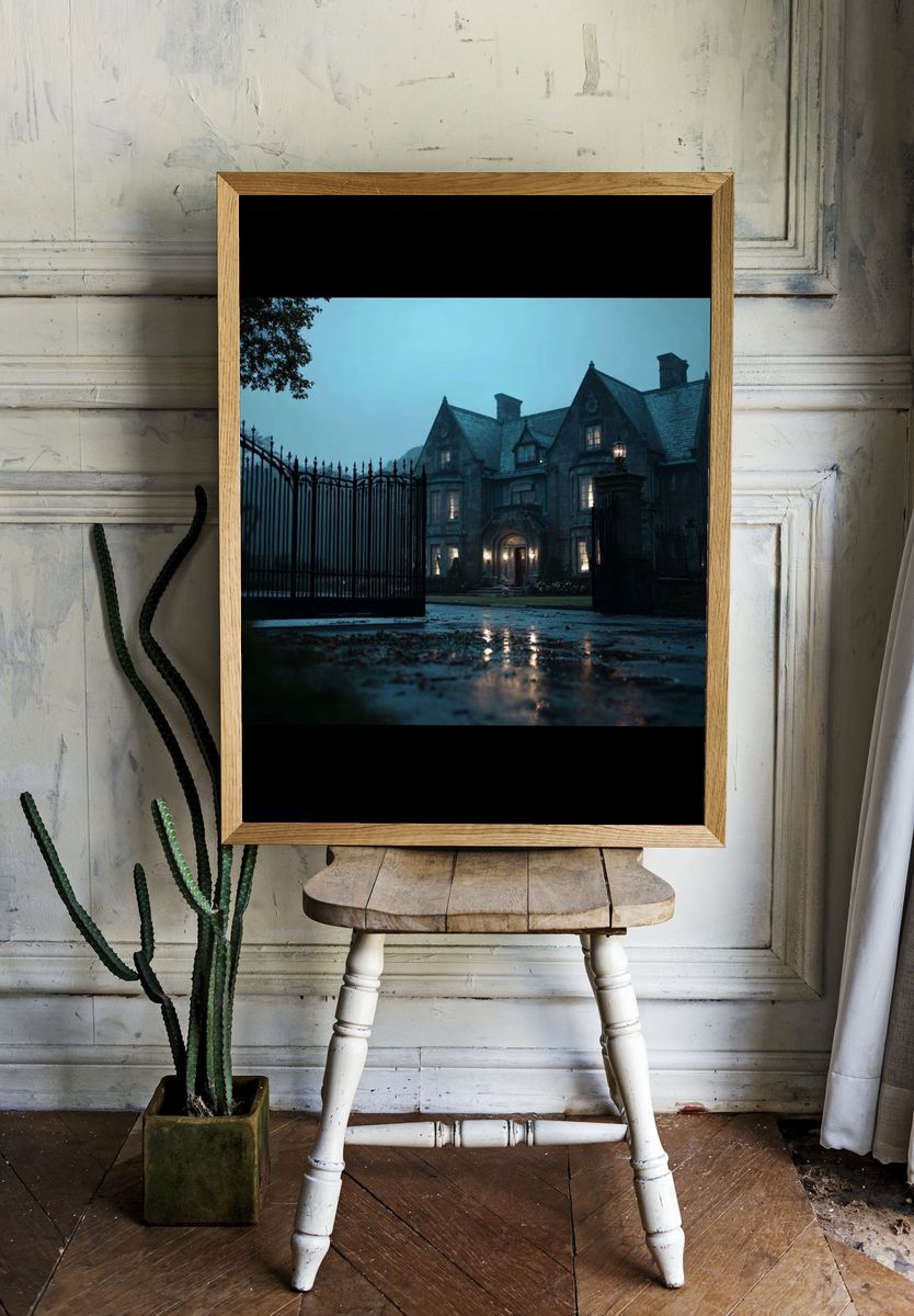 Gothic Manor at Dusk Poster. room preview