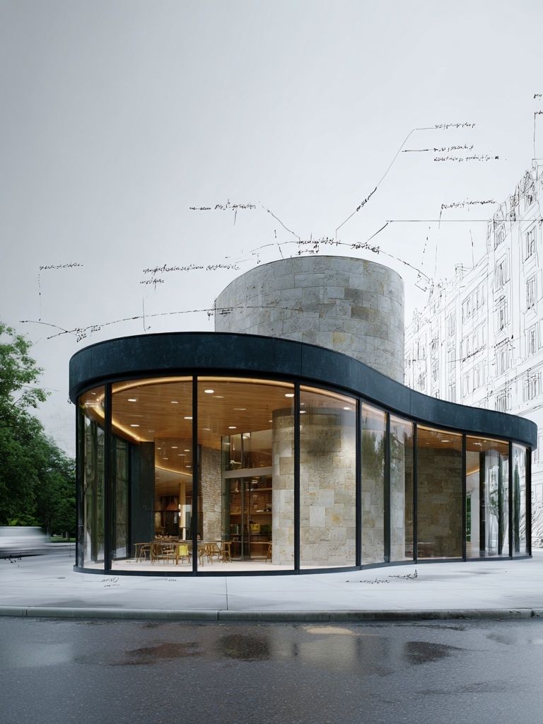 Modern Curved Pavilion Architecture Print. poster detail