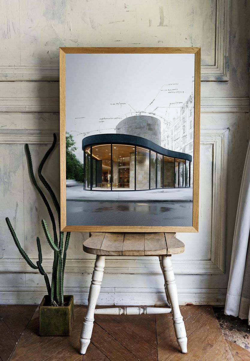 Modern Curved Pavilion Architecture Print. — room view 1