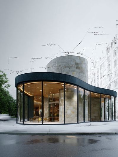 Modern Curved Pavilion Architecture Print.