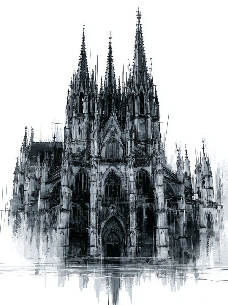 Gothic Cathedral Sketch Poster. poster detail