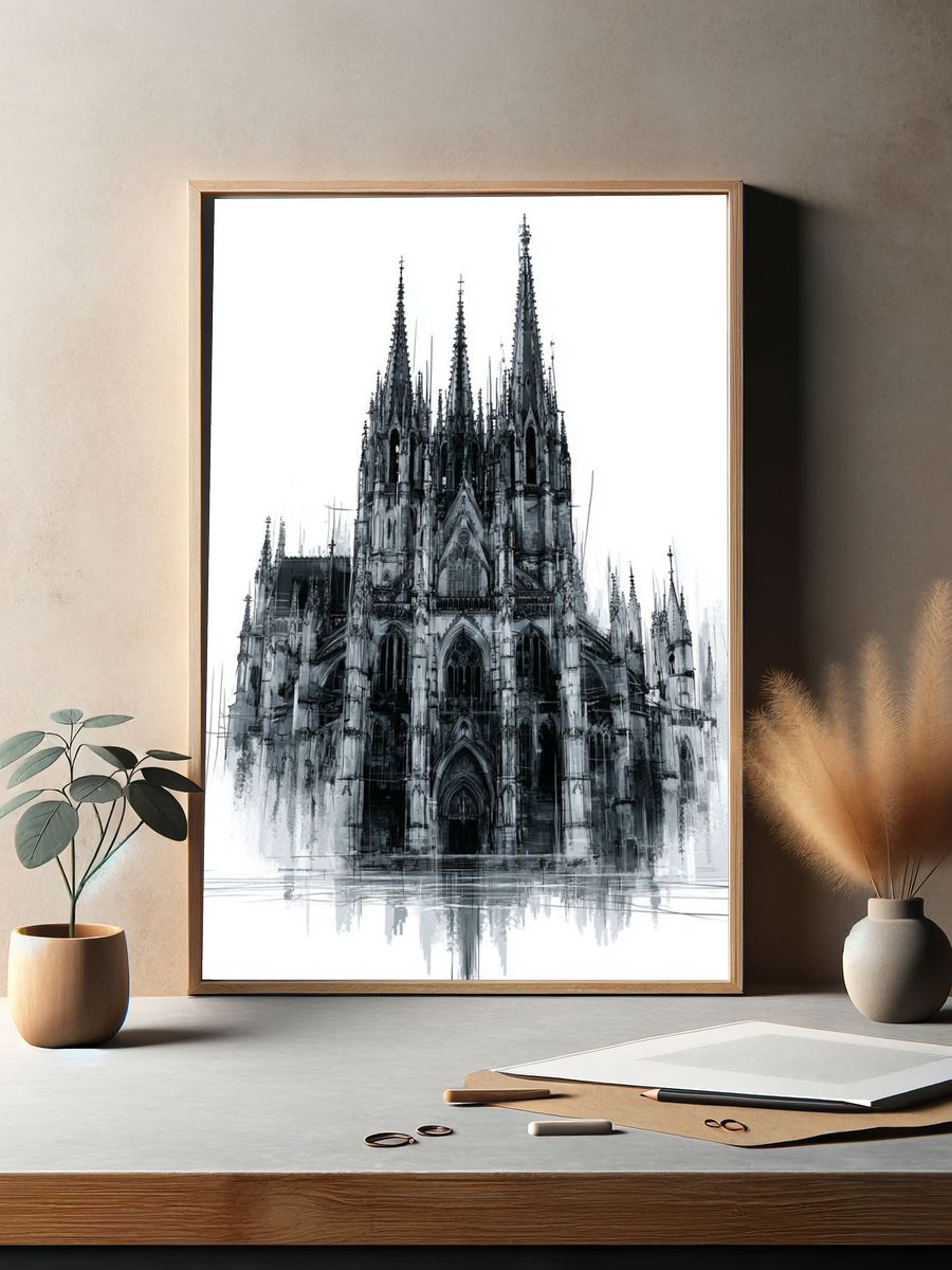 Gothic Cathedral Sketch Poster. — room view 2