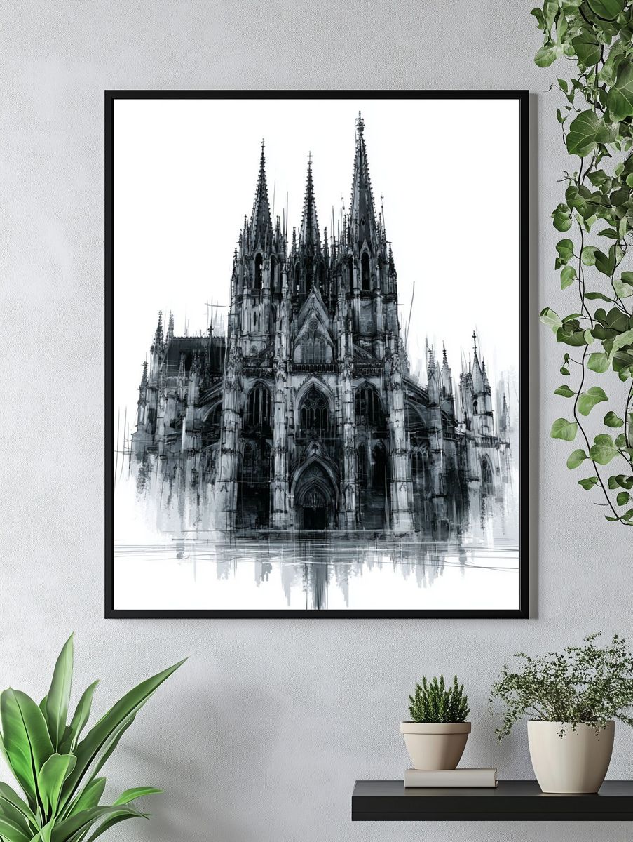 Gothic Cathedral Sketch Poster. — room view 4