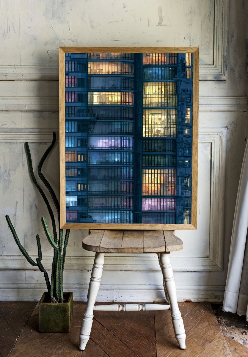 Urban Twilight High-Rise Poster. — room view 1
