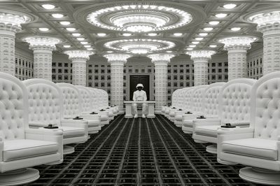 Futuristic White Hall Interior Print. poster