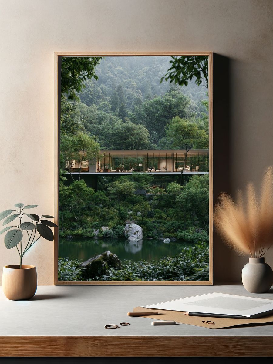 Forest Retreat Architecture Poster. — room view 2