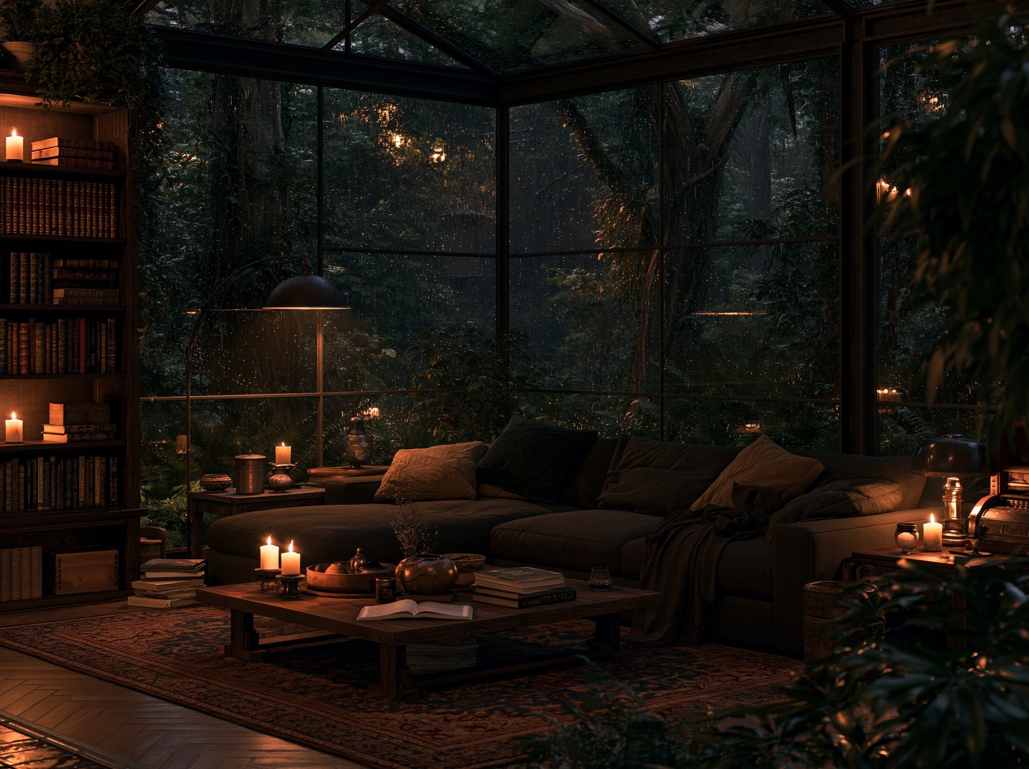 Cozy Forest Library Interior Poster. poster detail