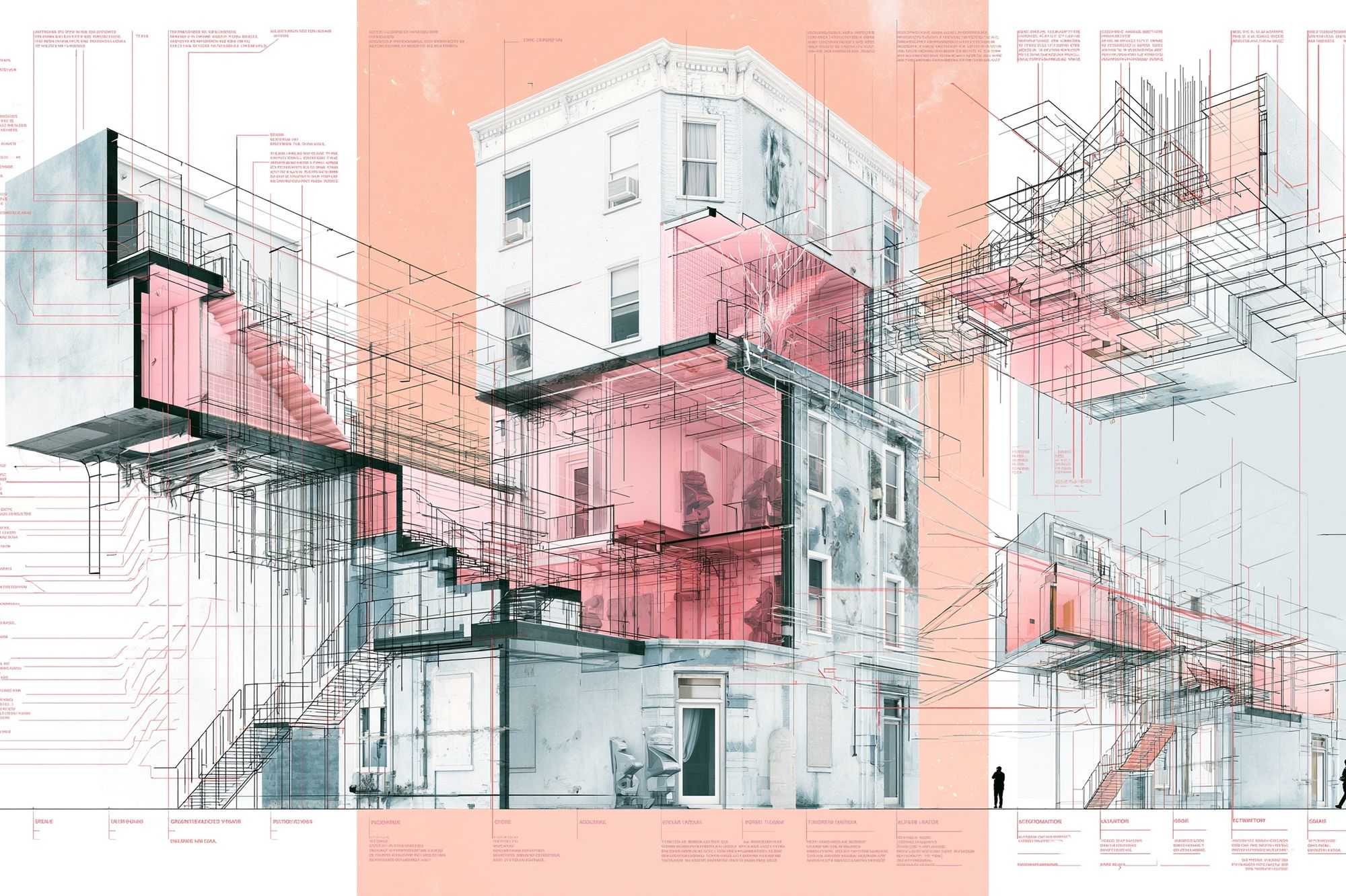 Architectural Blueprint Collage Poster. poster — architecture art
