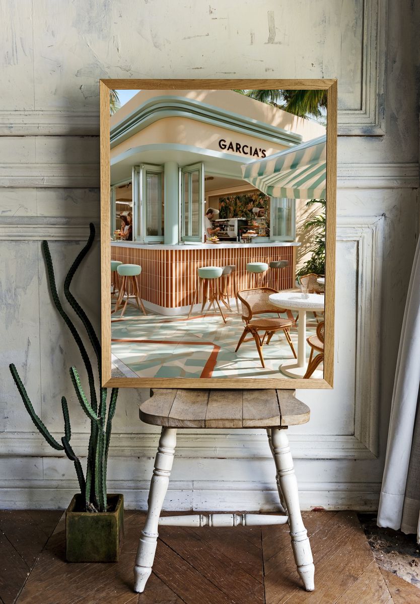 Art Deco Tropical Cafe Poster. — room view 1
