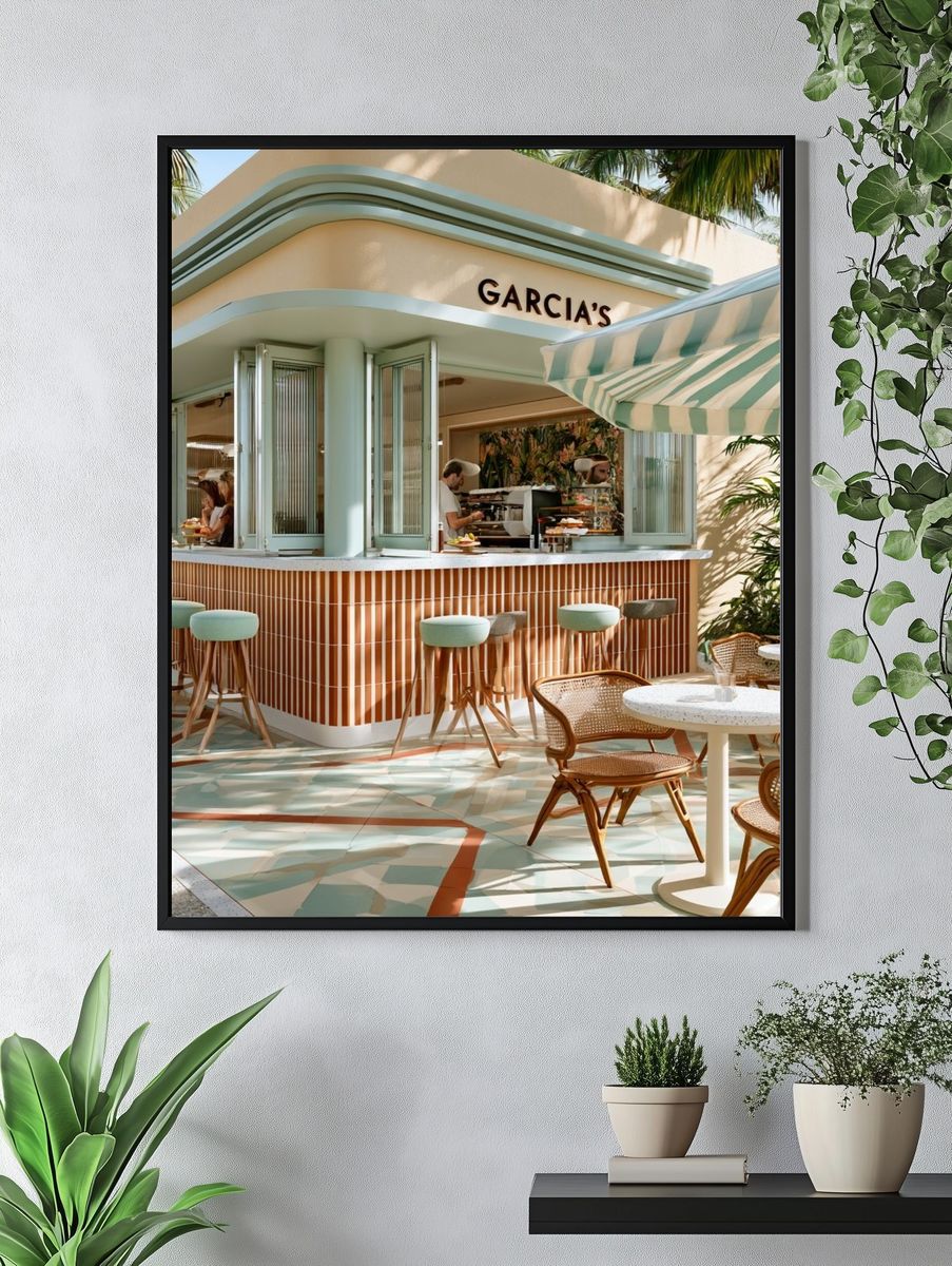 Art Deco Tropical Cafe Poster. — room view 4