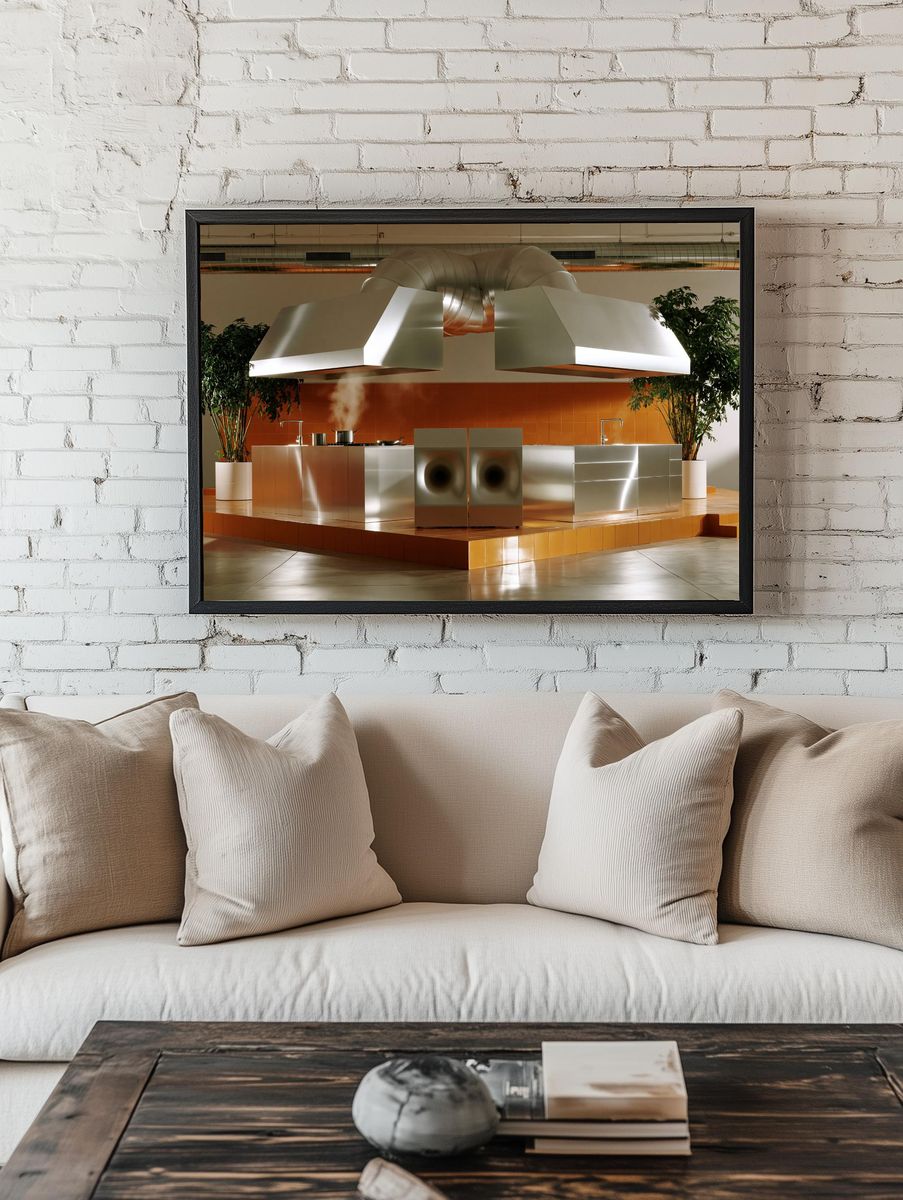 Modern Industrial Kitchen Poster. room preview