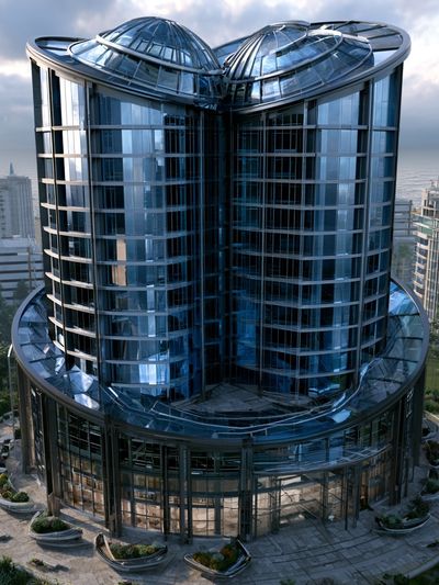 Futuristic Glass Tower Architecture Print. poster