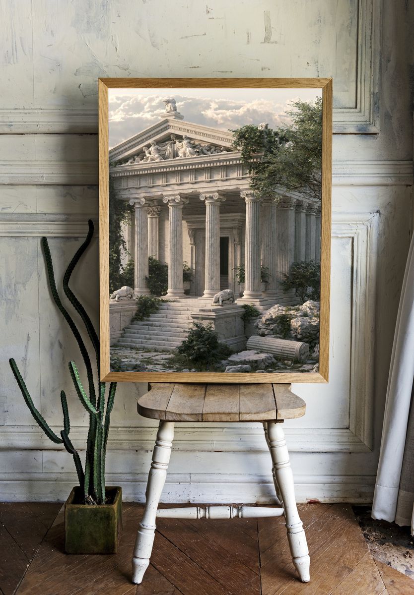 Ancient Temple Ruins Photography Poster. — room view 1