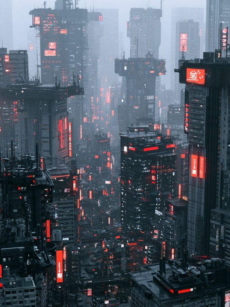 Neon Cyberpunk Cityscape Poster. poster detail