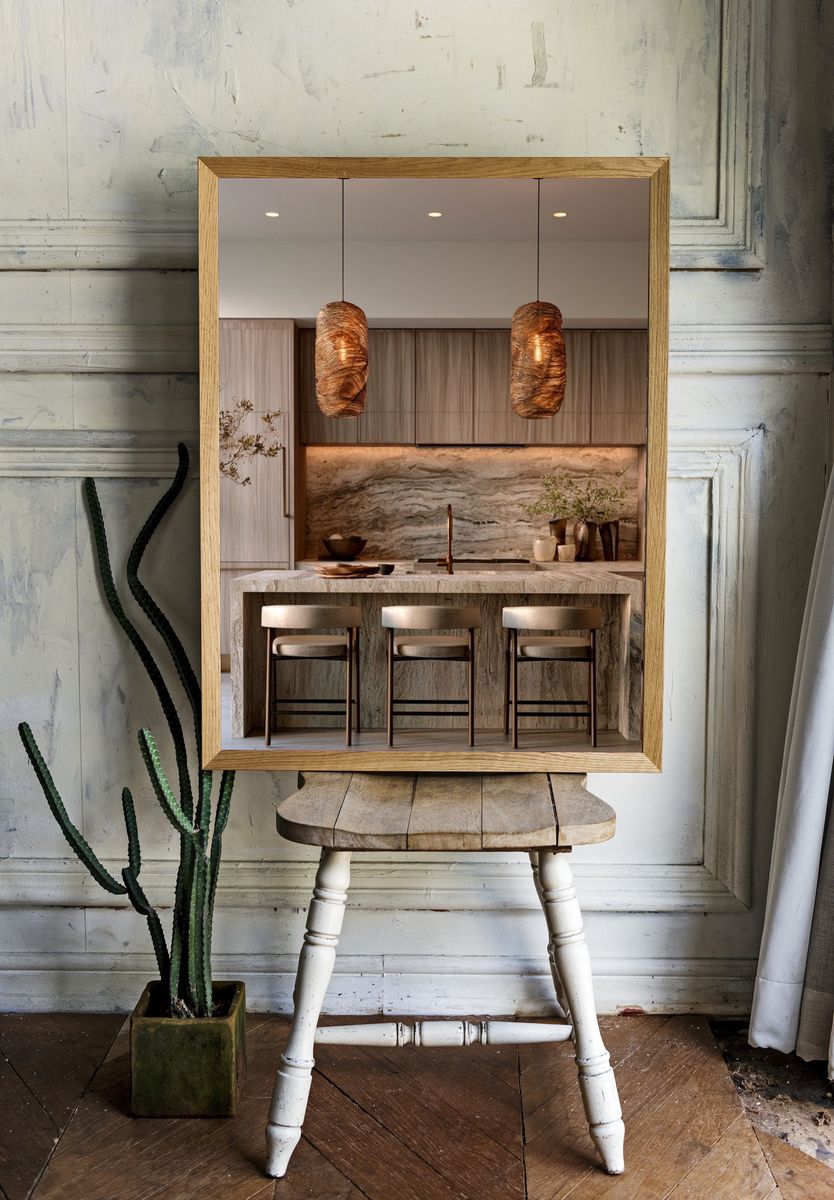 Warm Minimalist Kitchen Interior Poster. — room view 1
