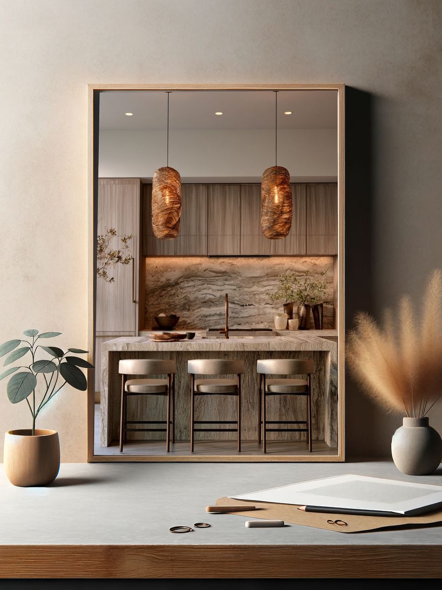 Warm Minimalist Kitchen Interior Poster. — room view 2