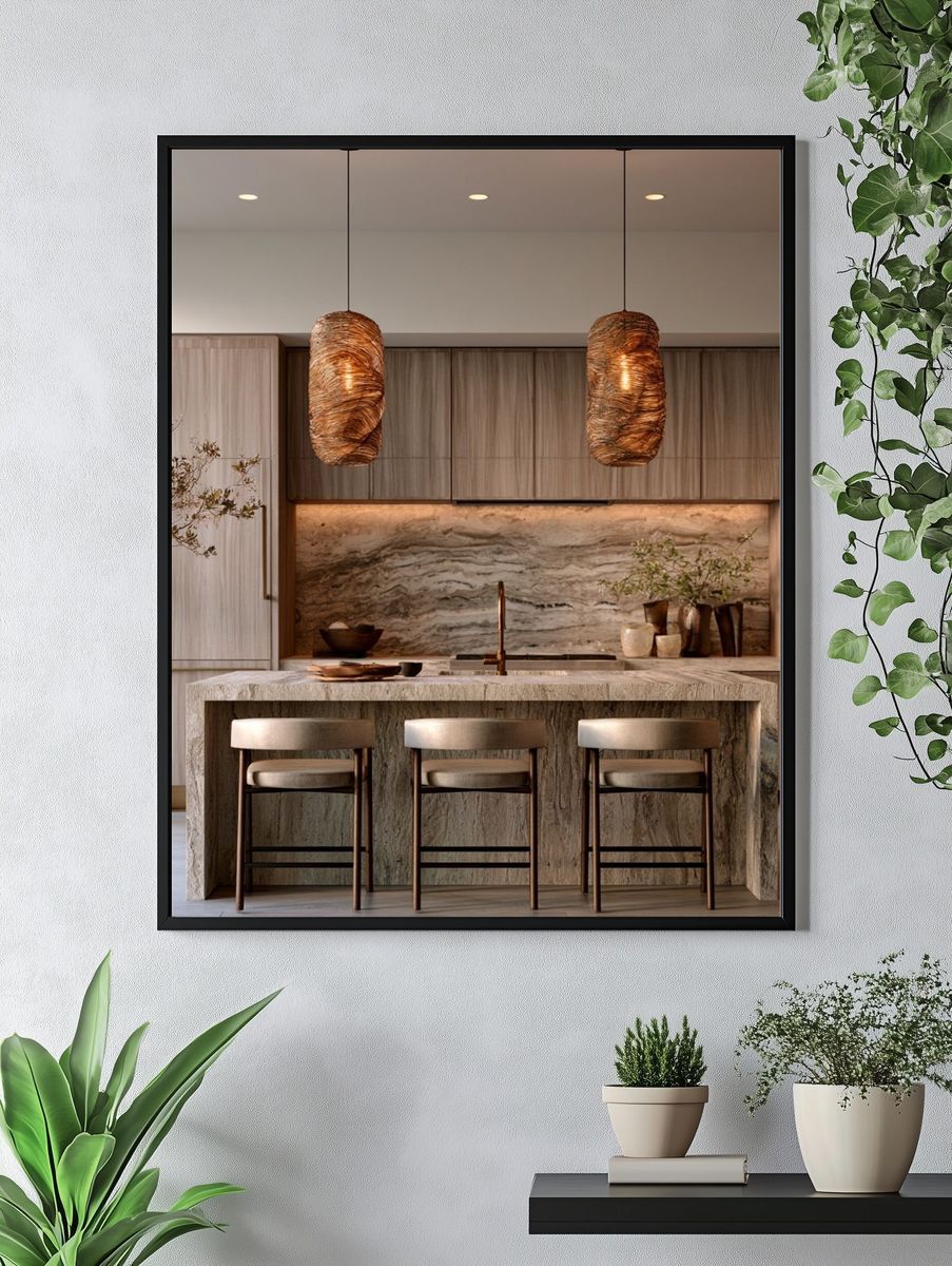 Warm Minimalist Kitchen Interior Poster. — room view 4