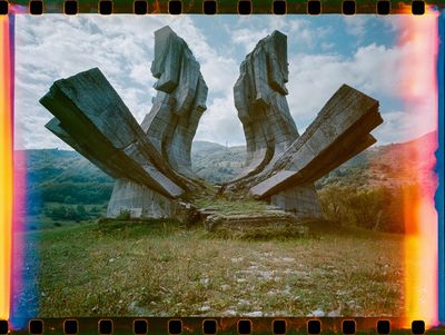Concrete Monument Landscape Poster. poster