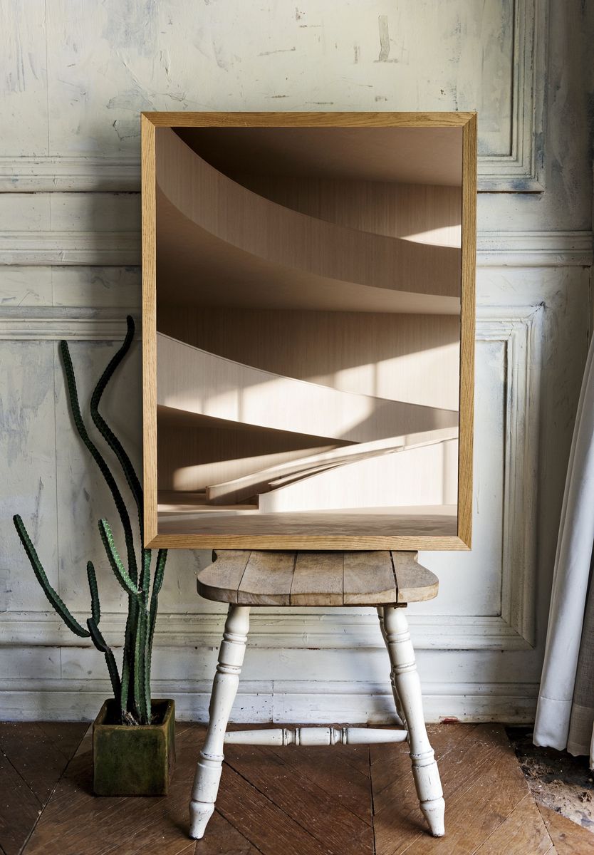 Curved Minimalist Architecture Print. — room view 1