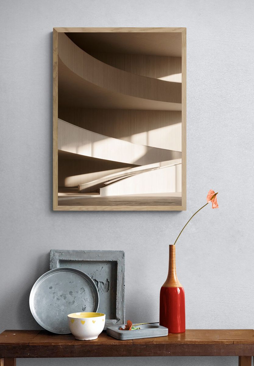 Curved Minimalist Architecture Print. — room view 3