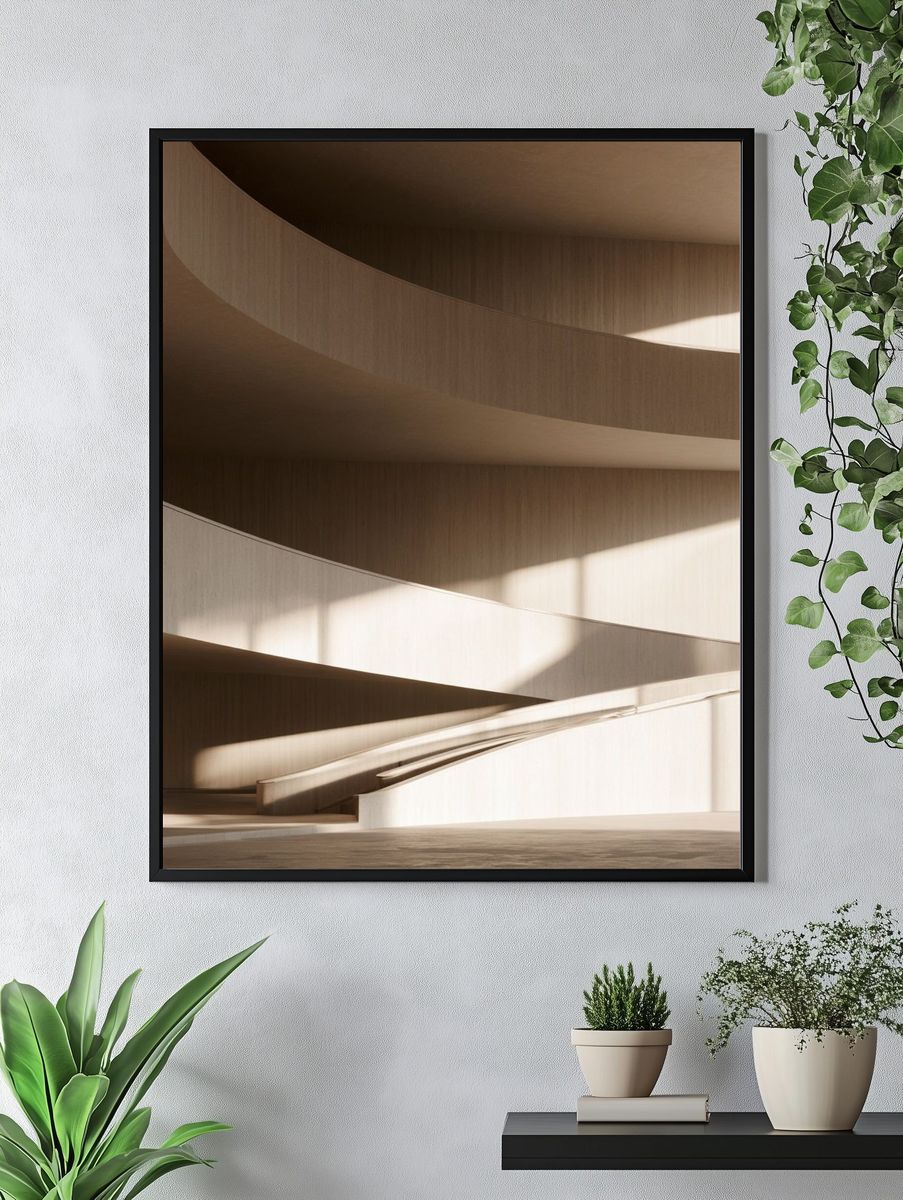 Curved Minimalist Architecture Print. — room view 4
