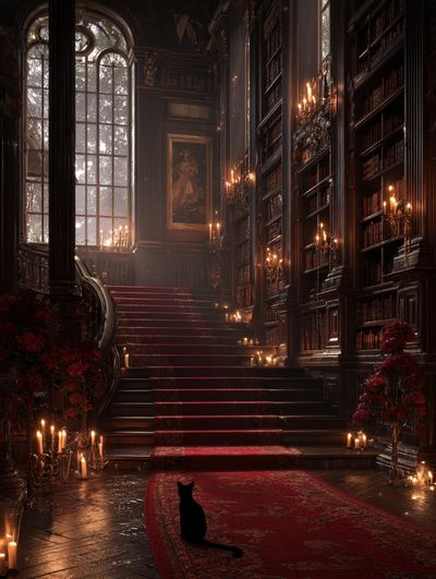 Gothic Library Staircase Poster. poster