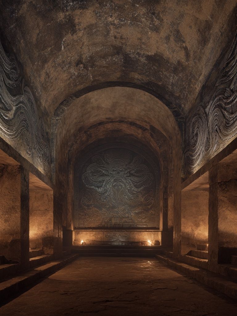 Ancient Temple Hall Photography Poster. poster detail