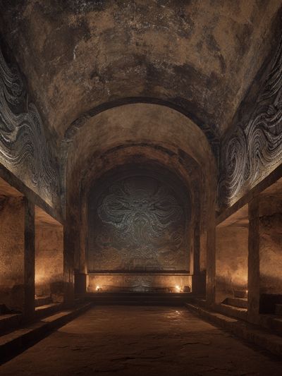 Ancient Temple Hall Photography Poster.