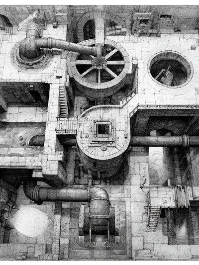 Industrial Maze Sketch Poster. poster
