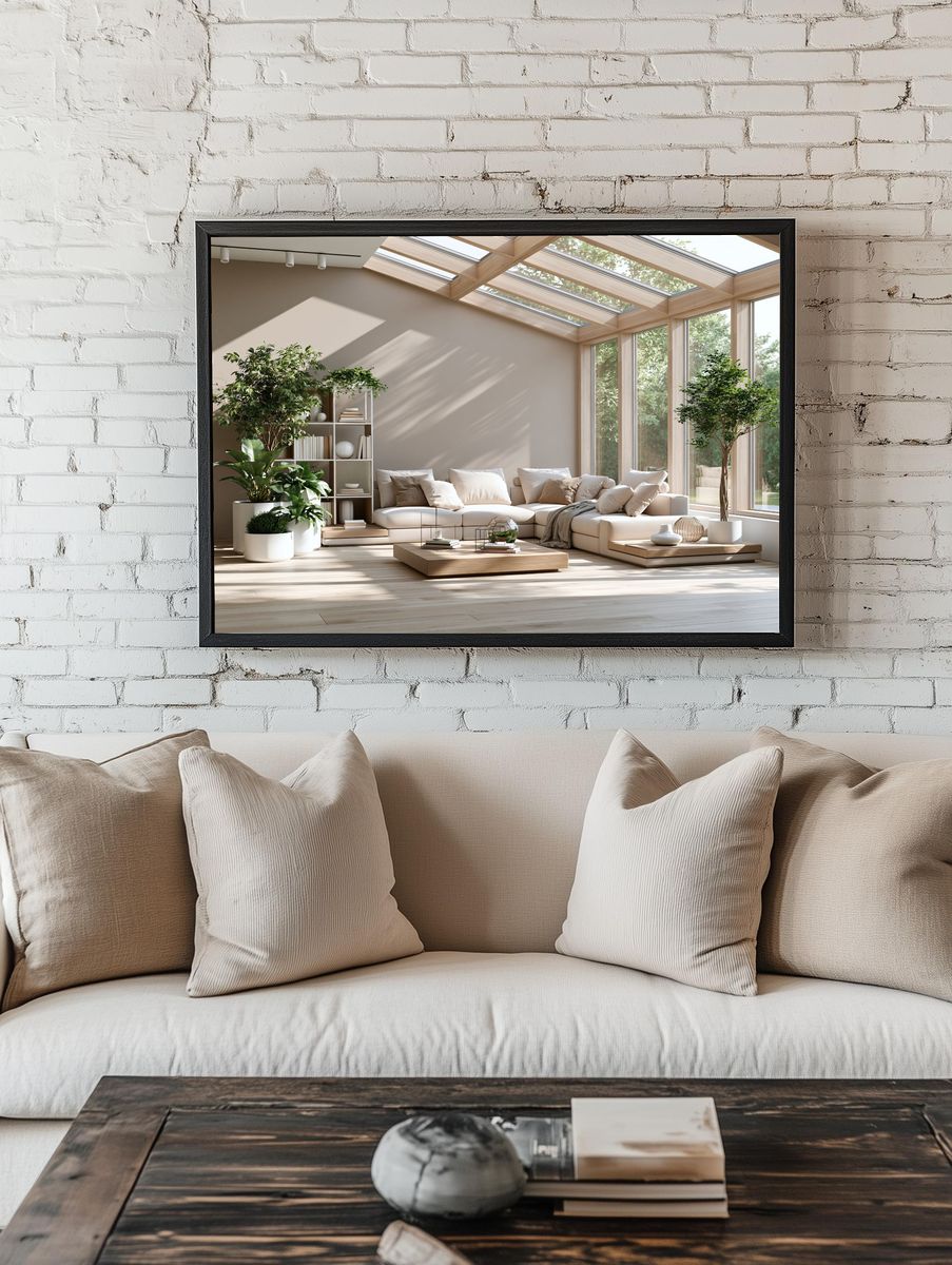 Sunlit Japandi Living Room Poster. room preview