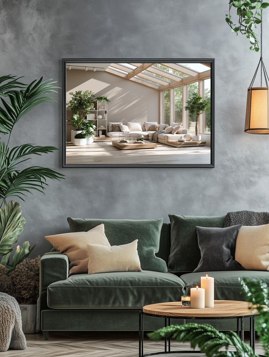 Sunlit Japandi Living Room Poster. — room view 4