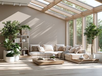 Sunlit Japandi Living Room Poster. poster