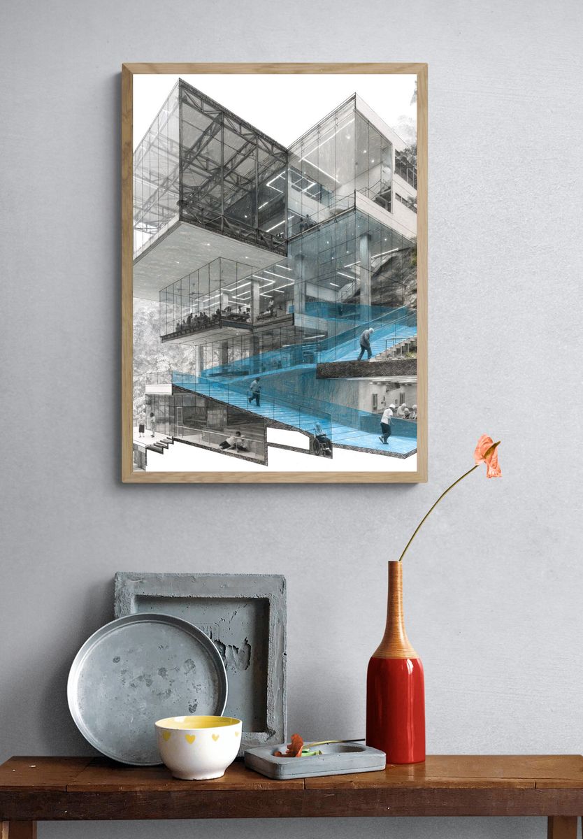 Modern Glass Architecture Poster. — room view 3
