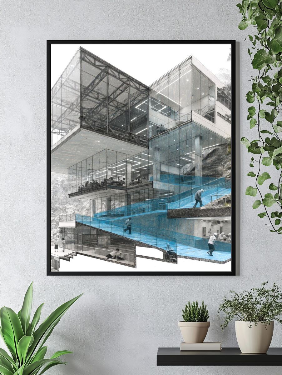 Modern Glass Architecture Poster. — room view 4