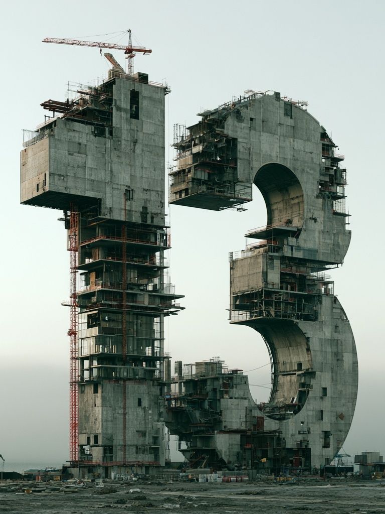 Surreal Concrete Number 5 Print. poster — architecture art