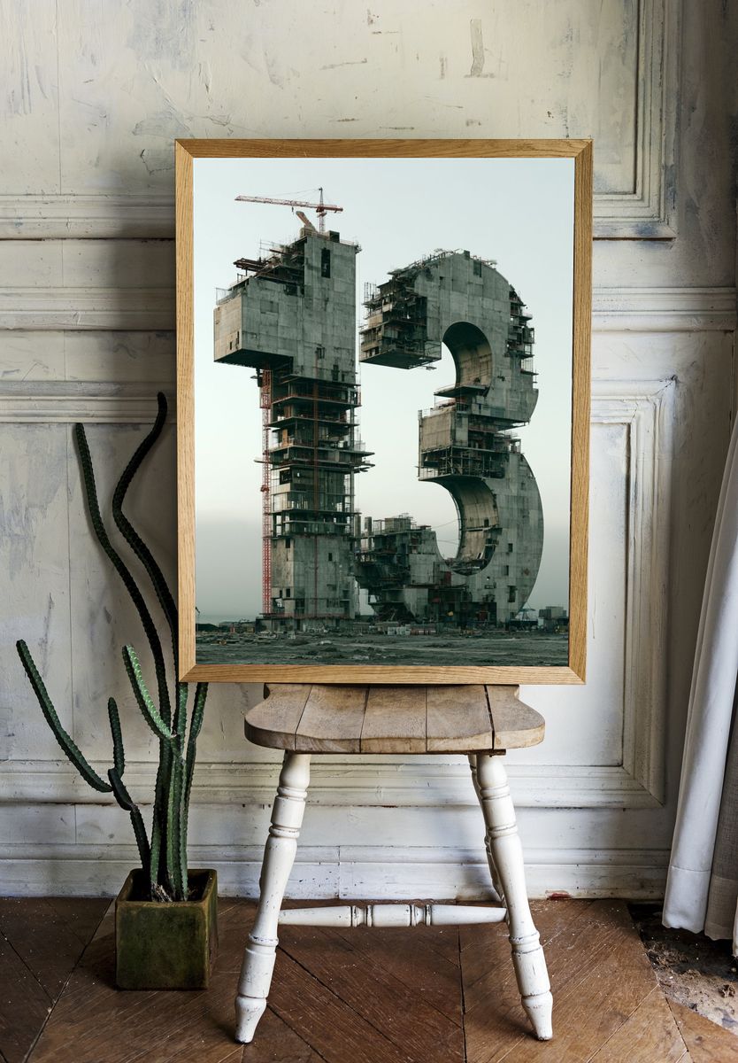 Surreal Concrete Number 5 Print. room preview