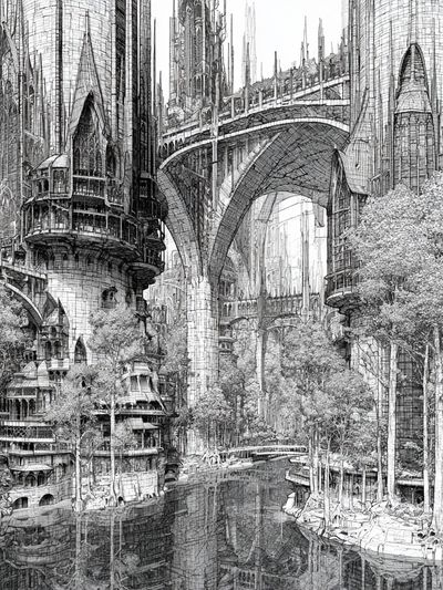 Futuristic Cityscape Architecture Print.
