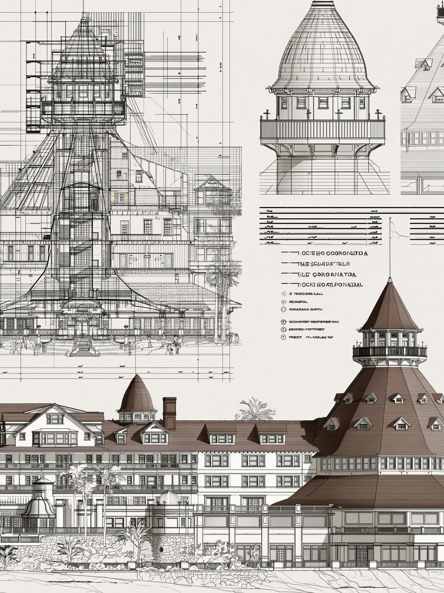 Historic Resort Architecture Print. poster — architecture art