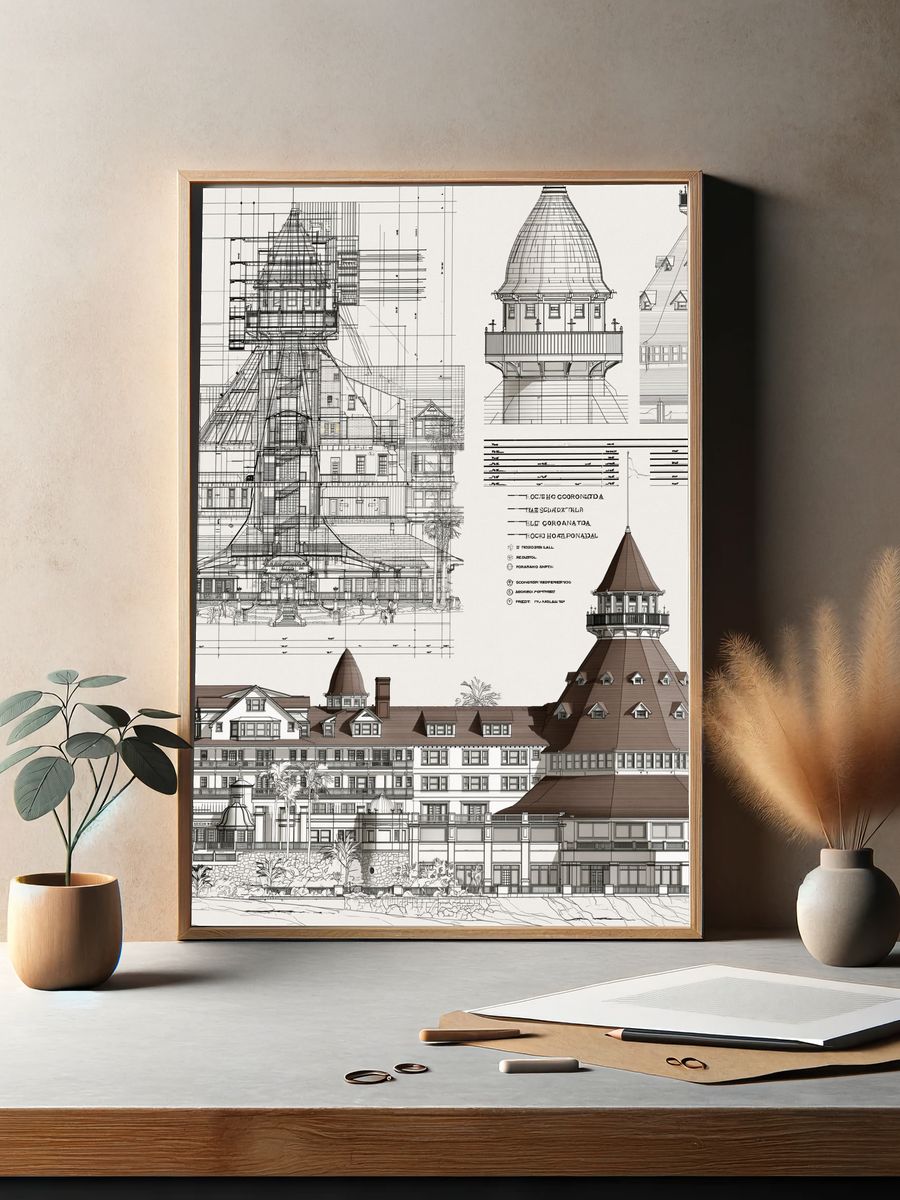 Historic Resort Architecture Print. — room view 2